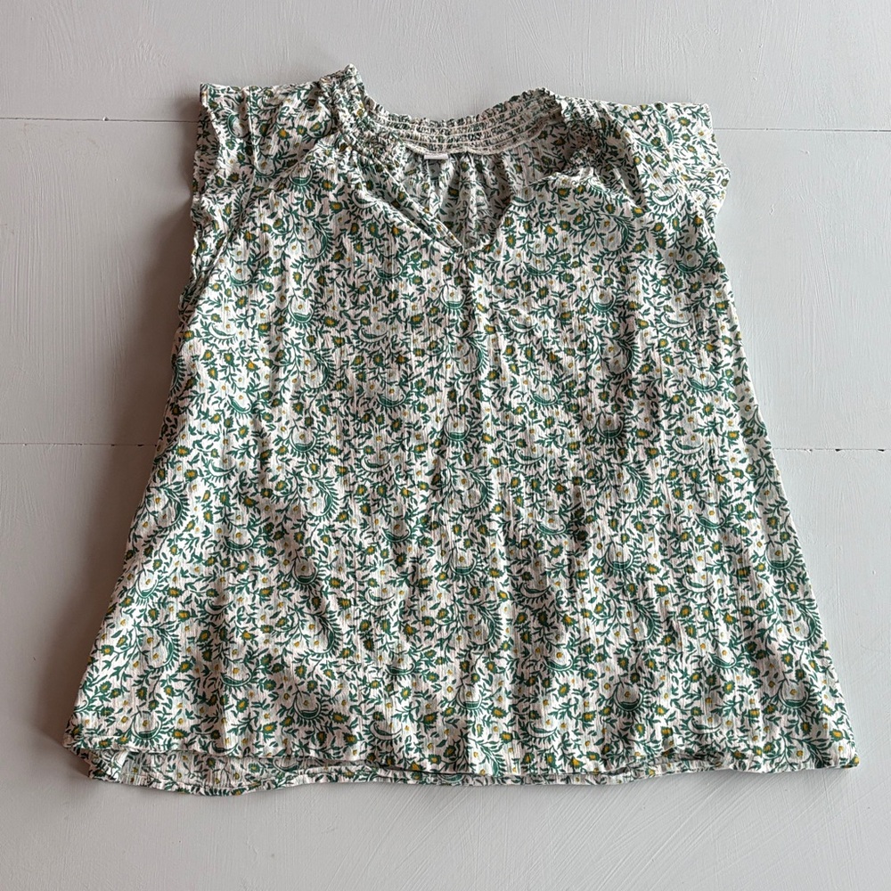 Old Navy Green and Yellow Floral Top